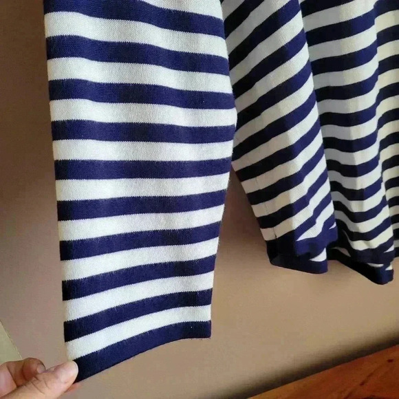 Philosophy Women's Sweater Striped Heart Detail Navy Blue/White Size 1X - Picture 7 of 8